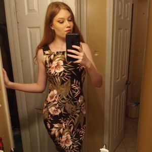 Brown and Pink Floral tropical dress in size 12